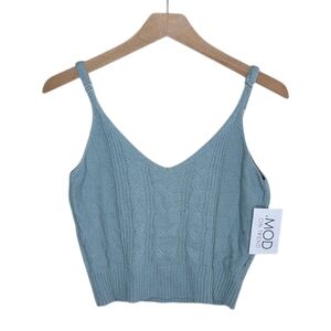 NWT Hem & Thread | Sage Green Cropped Cable Knit Cami Sweater Tank Size Medium
